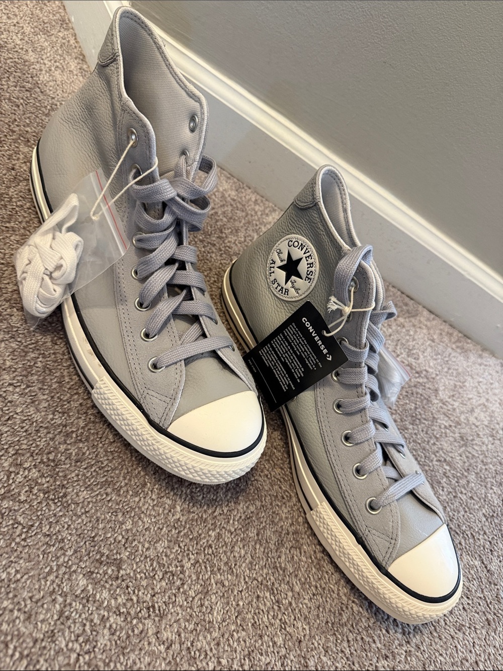 Converse Gray High-Top Leather Chuck Taylor Sneakers